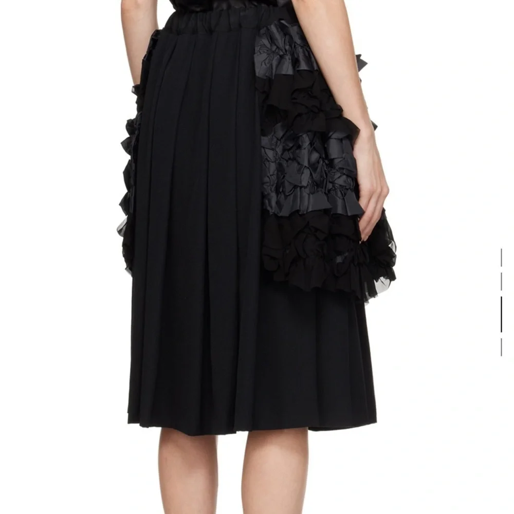New Comme Des Garçons Midi Black Layered Skirt Size Small